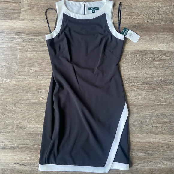 Lauren by Ralph Lauren timeless size 4 dress sheath black and white NWT - Picture 1 of 11